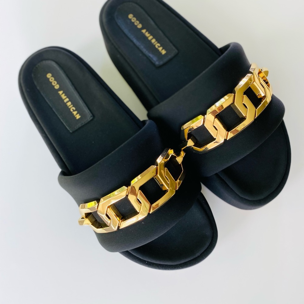 Good American Chain Platform Slide Sandals